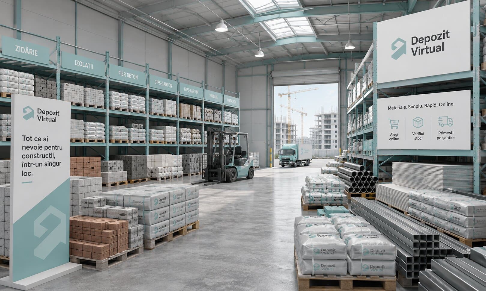 Interior depozit de materiale de construcții